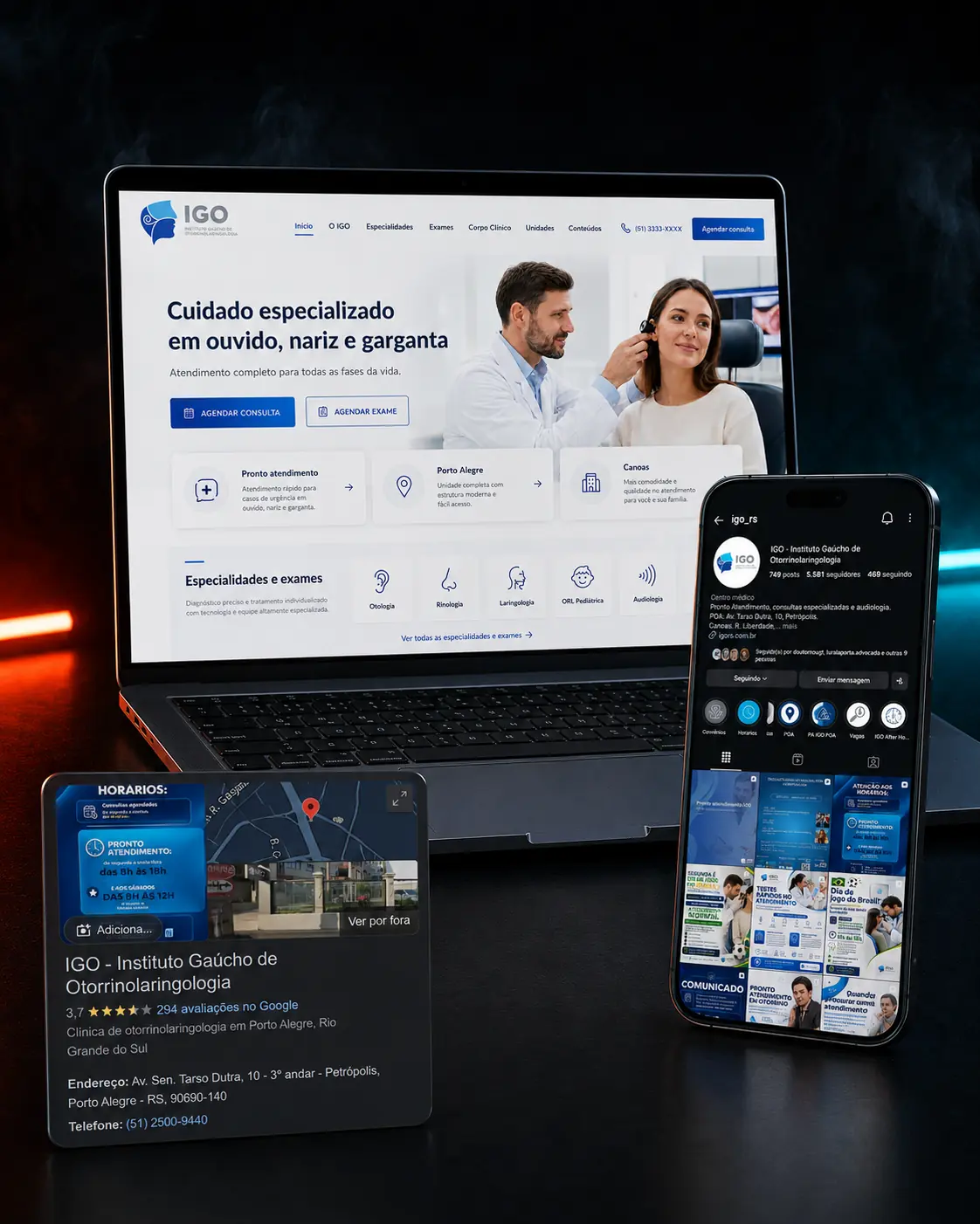 Ecossistema digital desenvolvido para IGO Otorrinolaringologia