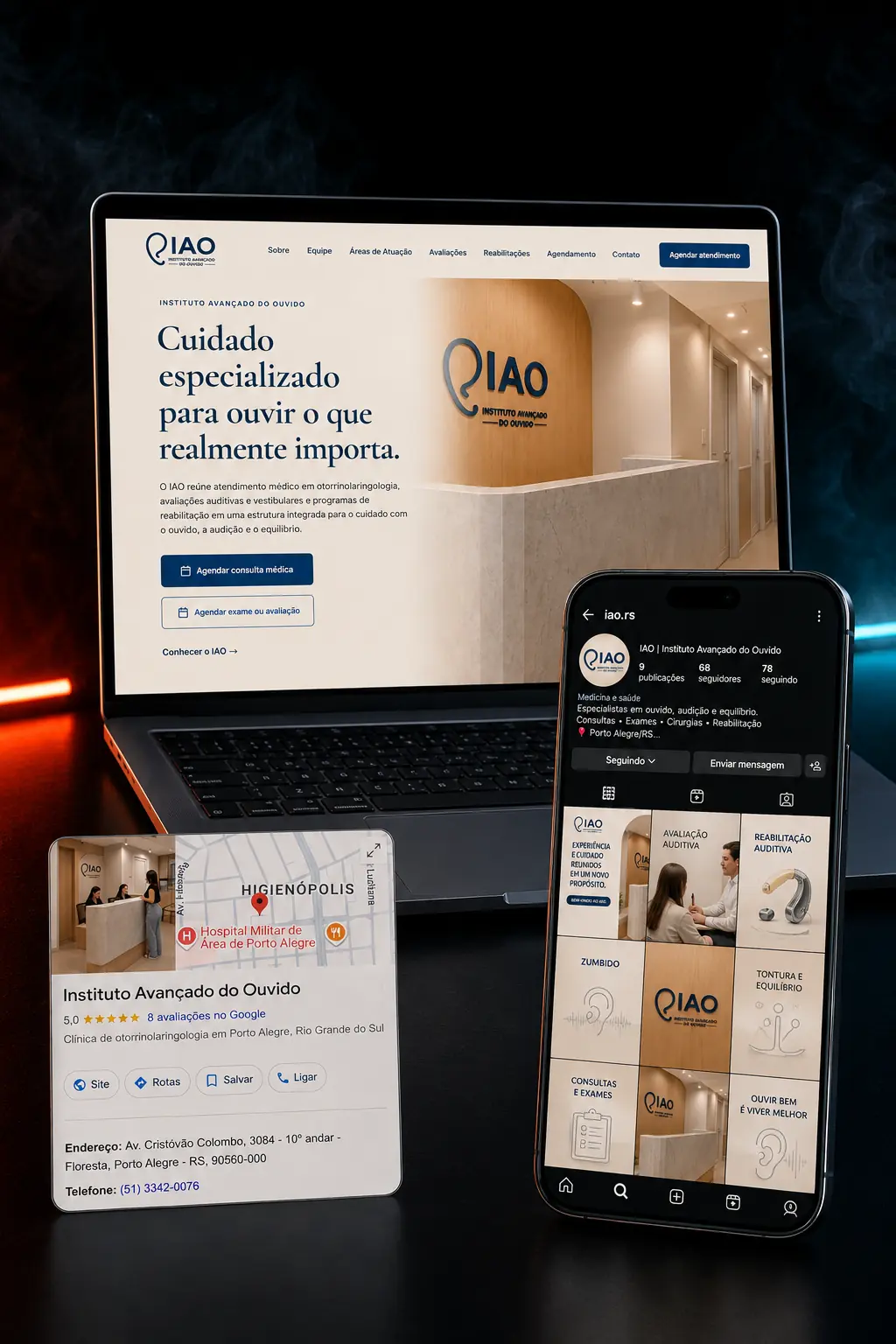 Ecossistema digital desenvolvido para Instituto Avançado do Ouvido