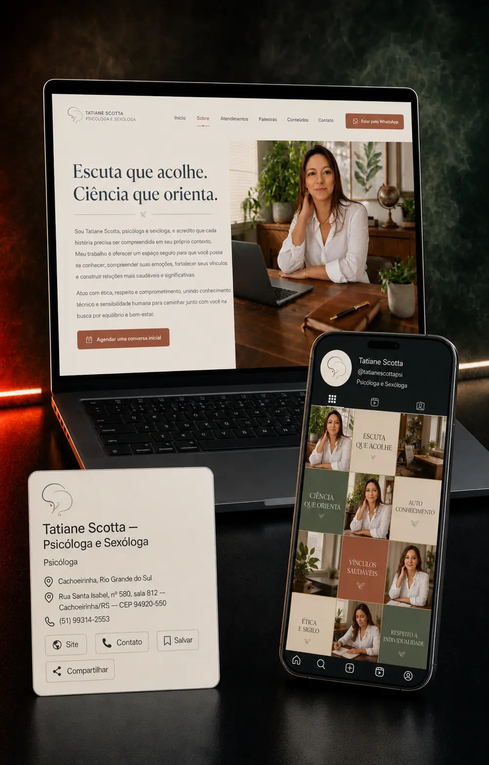Ecossistema digital desenvolvido para Tatiane Scotta